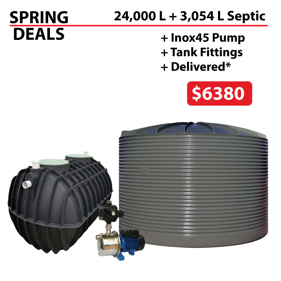 24,000 L Corrugated + 3,054 L Septic SPRING DEALS