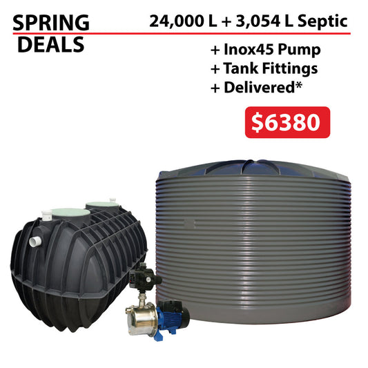 24,000 L Corrugated + 3,054 L Septic SPRING DEALS